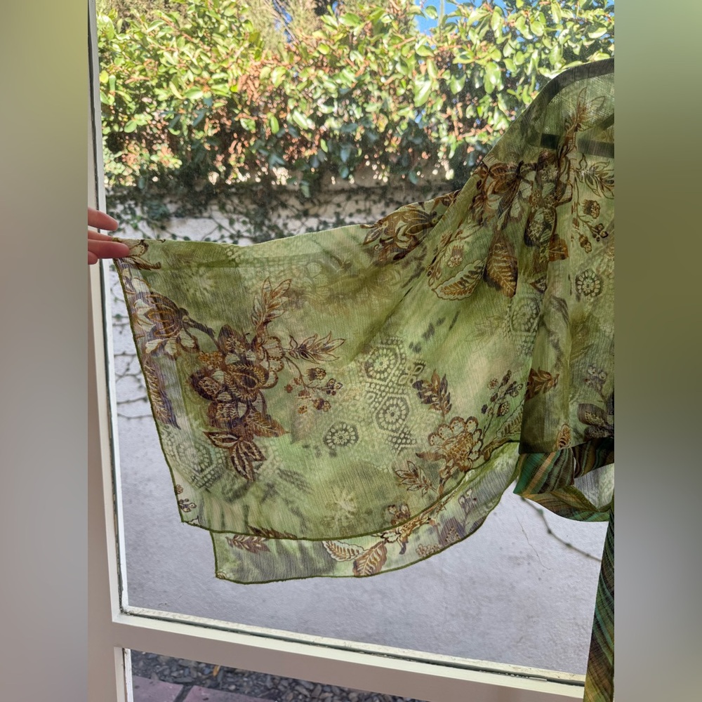 Vintage Y2K Mixit Crop Tie Front Flowy Asymmetrical Sleeve Floral Fairycore Top - Picture 4 of 11